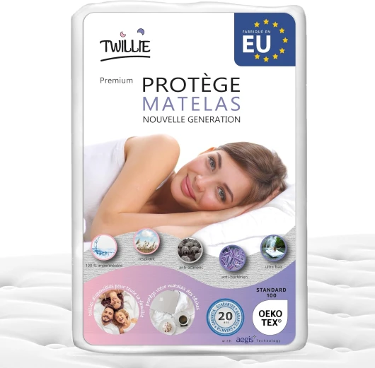 Protège Matelas 200 x 220 cm Imperméable et Respirant - Alèse Qualité Supérieure Certifié Oeko-TEX® - Aegis® - Hypoallergénique - Anti Acarien, Bactérien – Housse Matelas 100% Polycoton