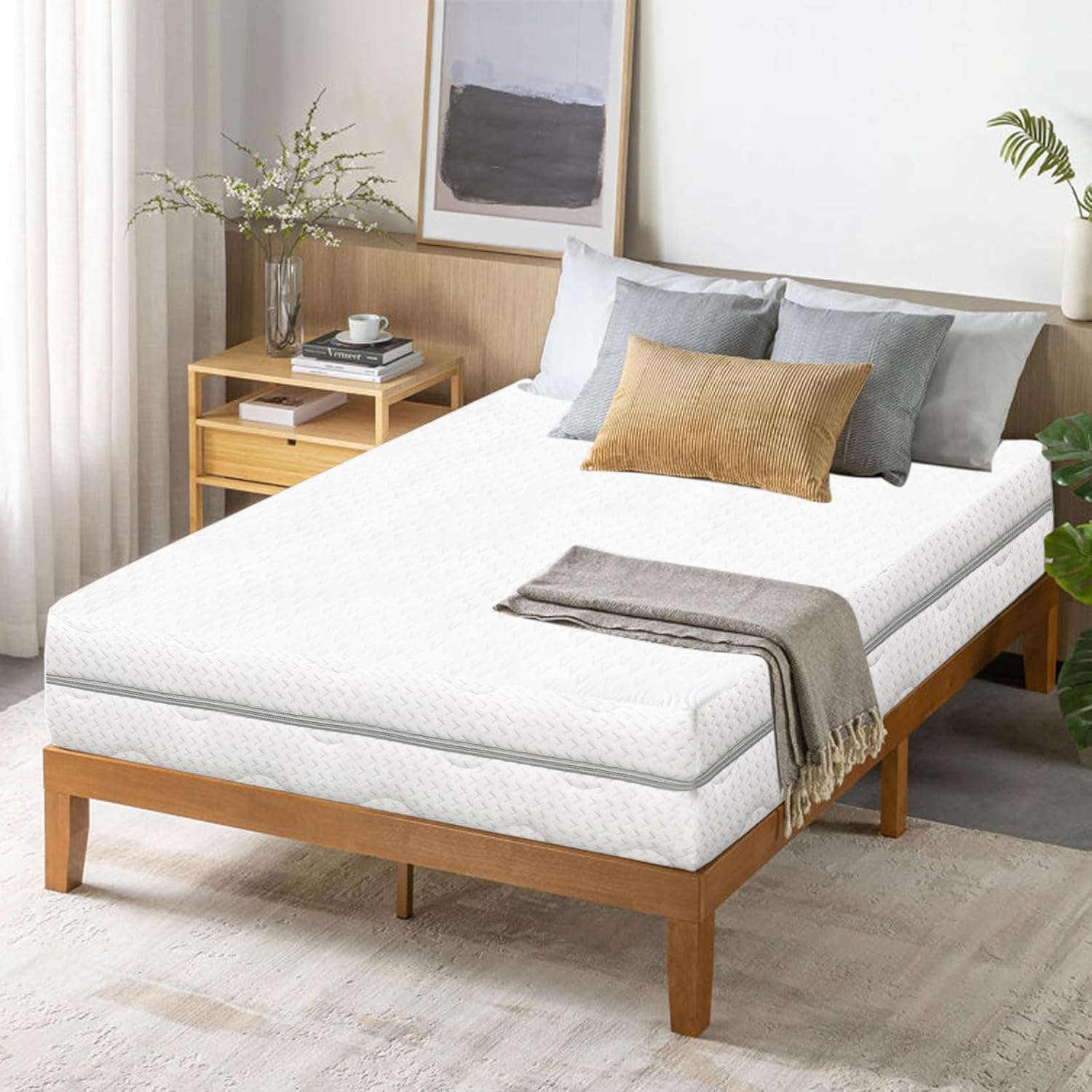 Luxirest Matelas 140x190 - Épaisseur 14cm - Matelas Memoire De Forme - Matelas Ergonomique - Confort Mi-Ferme - Développé & Produit en Europe (Blanc cassé, 140x190x14cm) 140x190x14cm Blanc Cassé
