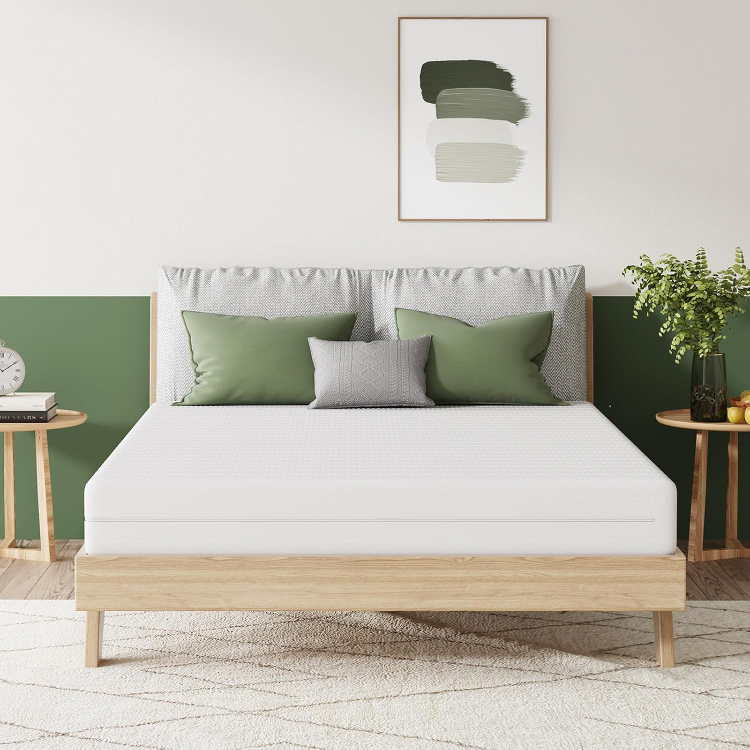 Matelas 90x190, 18CM, Matelas en Mousse en Matériau Bambou, Certifié Sûr et Fiable par CertiPUR-US et Oeko-TEX, Démontable et Lavable, Tissu Doux pour La Peau, Soutien Confortable Medium Blanc-18cm 90 x 190 cm