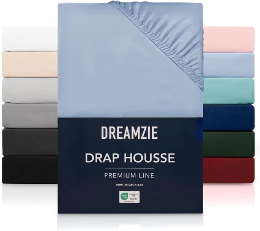 Drap Housse 140x190/200 cm pour Matelas Épais jusqu'à 33 cm - 100% Polyester Microfibre - Bleu Certifié sans Produits Chimiques (Oeko TEX), Drap Housse avec Élastique Complet 140 x 190/200 cm Bleu