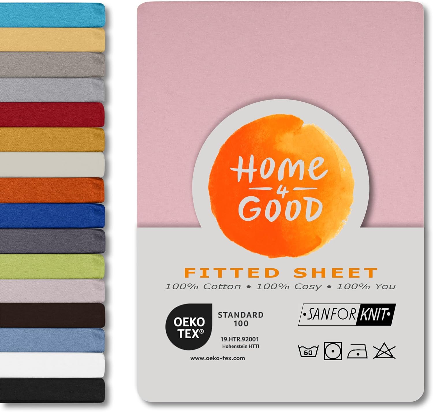 Home4good Drap-Housse 160 x 200 cm, 100% Coton peigné, Oeko-Tex 100, Drap-Housse en Jersey 160x200cm - Rose Rose 160 x 200 cm