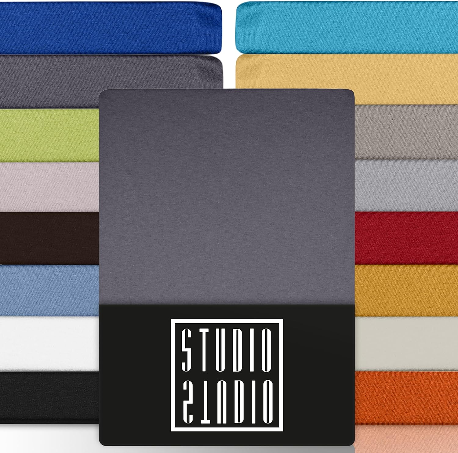 STUDIO Basic Drap Housse 120x200 cm, 100% Coton peigné, certifié Oeko-TEX 100, qualité de Marque, Drap de Matelas 120 x 200 jusqu'à 25 cm, Gris Gris 120x200