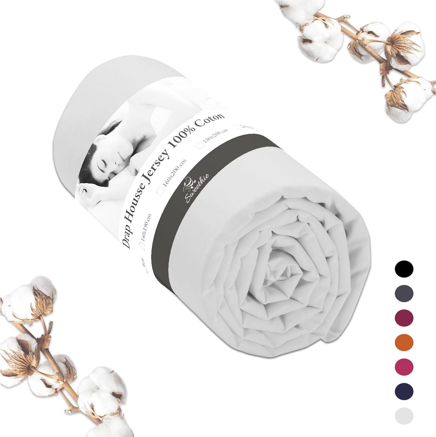 Drap Housse Jersey 100% Coton (Blanc, 140x190 cm) - Grand Bonnet 30 cm - Résistant - Certifié Oeko Tex - 2 Personnes - Anti Acarien - Lavable à la Machine à Laver - Linge de lit pour Matelas épais 140 x 190 cm Blanc