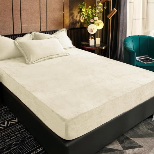Drap Housse en Polaire 140x200 Bonnet 30 cm Beige Blanc Hiver Toucher Cachemire Flanelle Drap de lit Microfibre Super Chaud pour Matelas Épais Polaire Beige 140x200x30cm