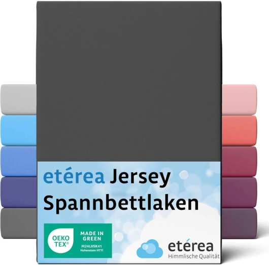 ETÉREA Drap Housse Jersey 140x200cm - 160x200 [100% Coton] qualité de Marque 140x200cm - 160x200 - Bonnet de 25cm - Bed Sheets Cover - Drap-Housse en Coton élastique - Certifié OEKOTEX - Noir 140x200 - 160x200 cm Noir