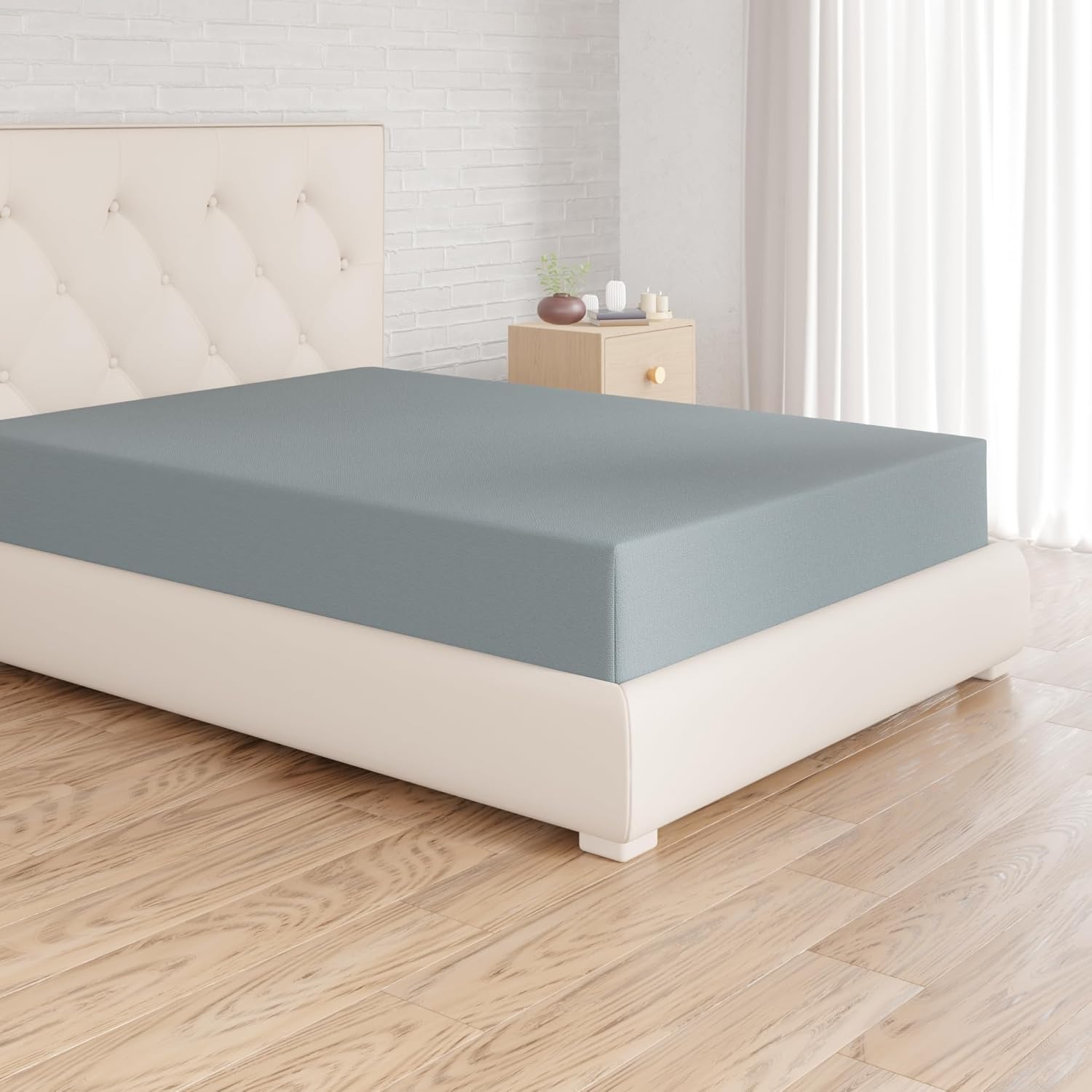 Drap Housse, 160 x 200 x 30 cm, en Polyester Microfibre pour Matelas Épais jusqu'à 30 cm, Bleu Spa 160 x 200 x 30 cm Bleu Spa