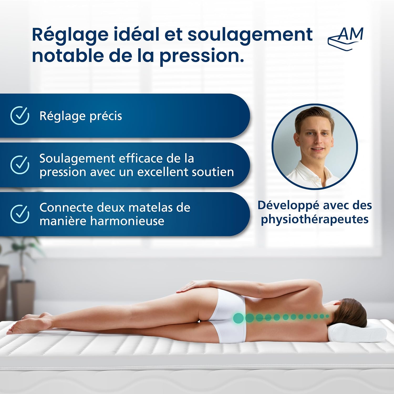 Surmatelas en latex de qualité supérieure 180 x 200 cm RG65 – Fabriqué en Allemagne – Surmatelas en latex naturel respirant 180 x 200 cm – Surmatelas 180 x 200 cm avec housse en