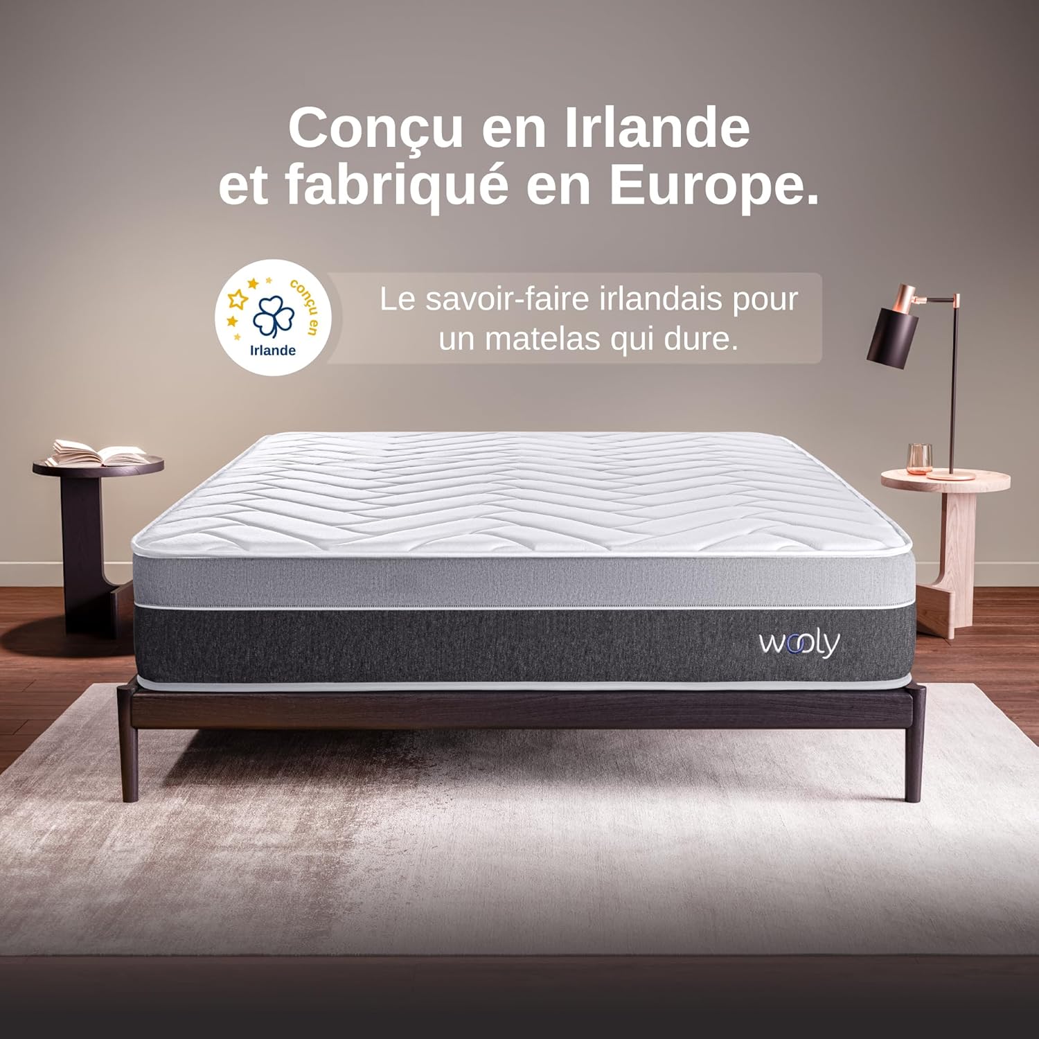 Wooly Level II Matelas 140x200 - Épaisseur 30 cm - Confort Premium 13 Couches - Gel Actif - Fibre Naturelle de Laine - Mousse mémoire de Forme - Blue Latex - Soutien Ferme - Fabriqué en Europe Mousse 30 Centimètres 140 x 200 cm