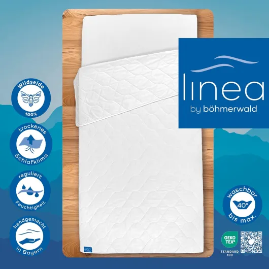 LINEA by Böhmerwald - Nature - Couette en 100% Soie Sauvage, Légère pour l'Été, 155 x 220 cm, Convient aux Personnes Allergiques, Lavable à 40 °C, Fabriquée en Allemagne 155 cm x 220 cm Léger