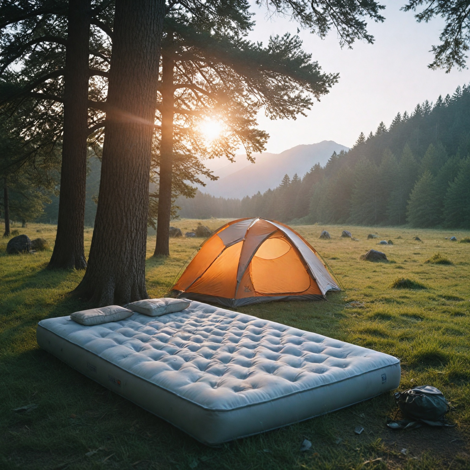 Tapis De Camping Autogonflant, épaisseur 14 Cm, Taille Large (334x154 Cm) - Neuf, Couleur Vert Armée