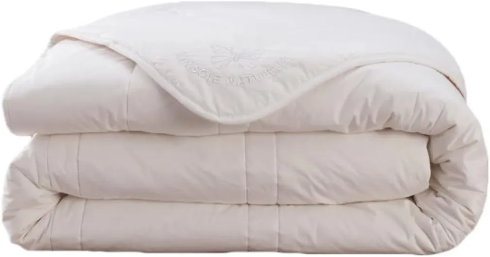 I Couette Tempérée Soie Naturelle 240x260 I pour Lit 2 Personnes I Douceur Absolue I 100% Coton I Fabriqué en France I Lavable en Machine Blanc 240/260