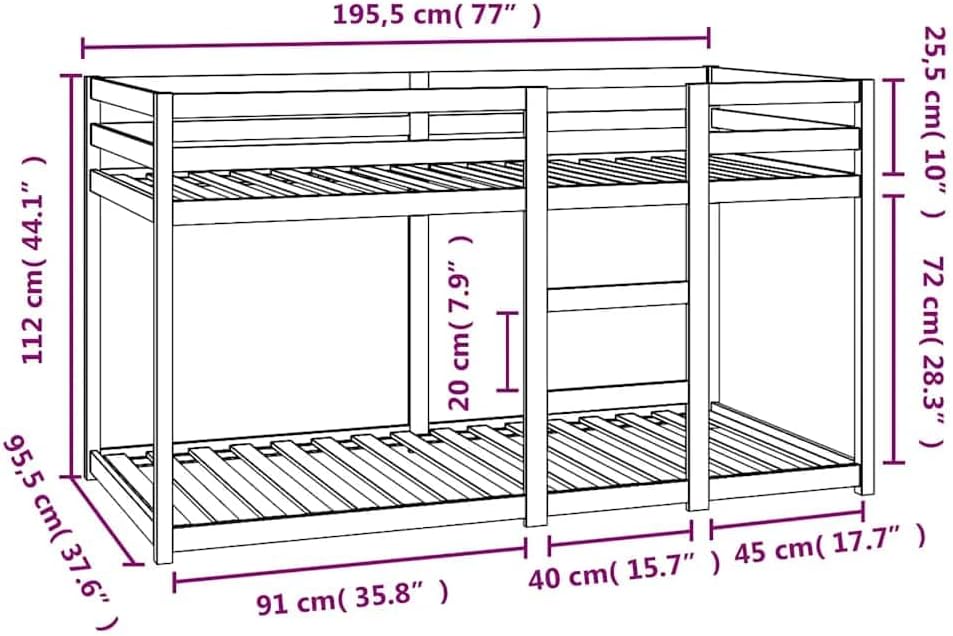 Générique Lit superposé sans Matelas 90x190 cm Bois de pin Massif,Meubles,Lits & Accessoires,Lits & Cadres de lit,Brun,33.68 KG,3206507