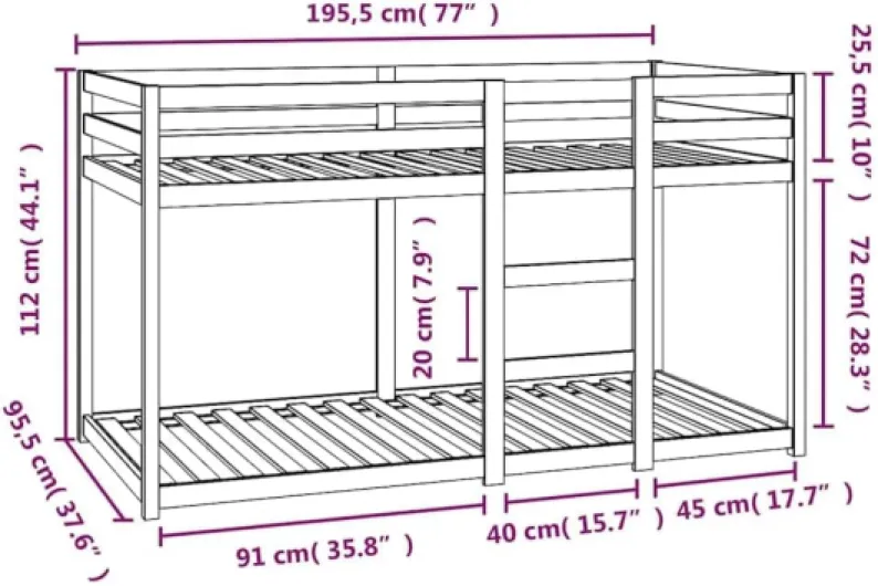 Générique Lit superposé sans Matelas 90x190 cm Bois de pin Massif,Meubles,Lits & Accessoires,Lits & Cadres de lit,Brun,33.68 KG,3206507