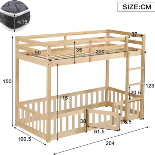Test lit superposé Yihomfy 90x200 : un lit cabane avec gros rangement, mais à monter au calme