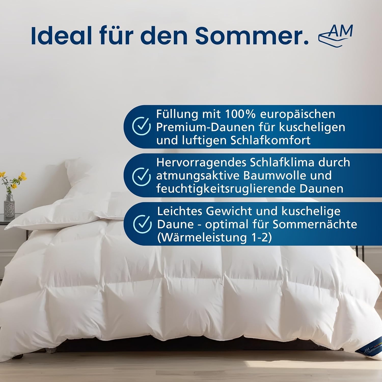 Couette 200x200-100% Duvet – légère et Respirante - Couverture Fine pour d'été - édredon Duvet - 300g de garnissage - Idéal pour Les températures Chaudes - Couette été 200 x 200 cm 200x200cm Légère (Été) 1