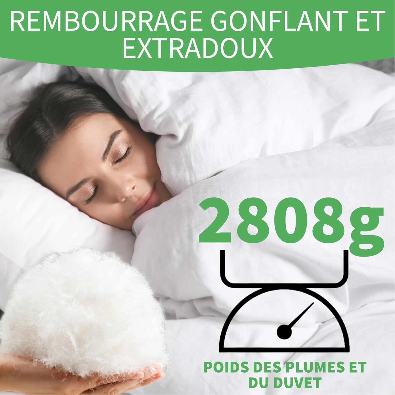 Welldora Couette 2 Personne Grand Confort 260x240 - 100% Plumes et Duvet Extradoux - Vérifiée par des Médecins, Oeko-Tex, Anti-Allergies, Certifiée RDS pour Le Bien-Être Animal - Couette Toute Saison Couette Toute Saison 260x240 cm