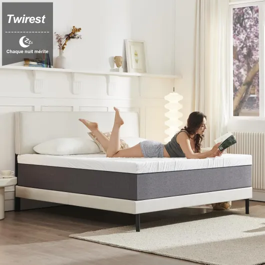 Twirest Matelas 160x200 cm, Épaisseur 20 cm,Matelas en Mousse à Mémoire de Forme, Fermeté Moyenne, 7 Zones, Soutien Parfait, Réversible à Deux Faces, Confortable et Durable (160x200x20cm) 160*200*20cm 20CM