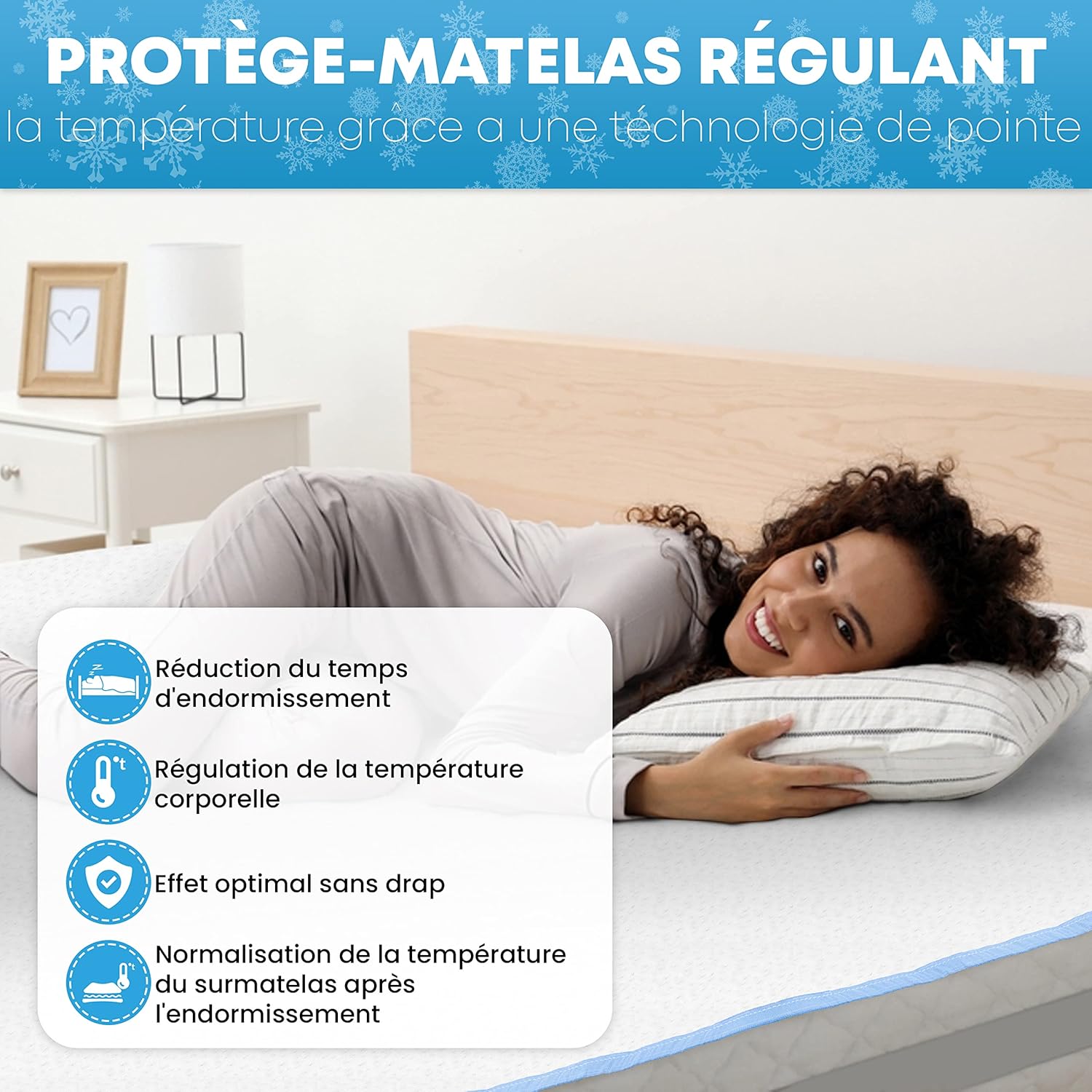 Premium Protège-Matelas Régulateur Climatique - Effet rafraîchissant - Sommeil Optimal - Tampon de Voyage idéal pour Les Nuits Chaudes - Protège-Matelas Contre la Transpiration (100x210)