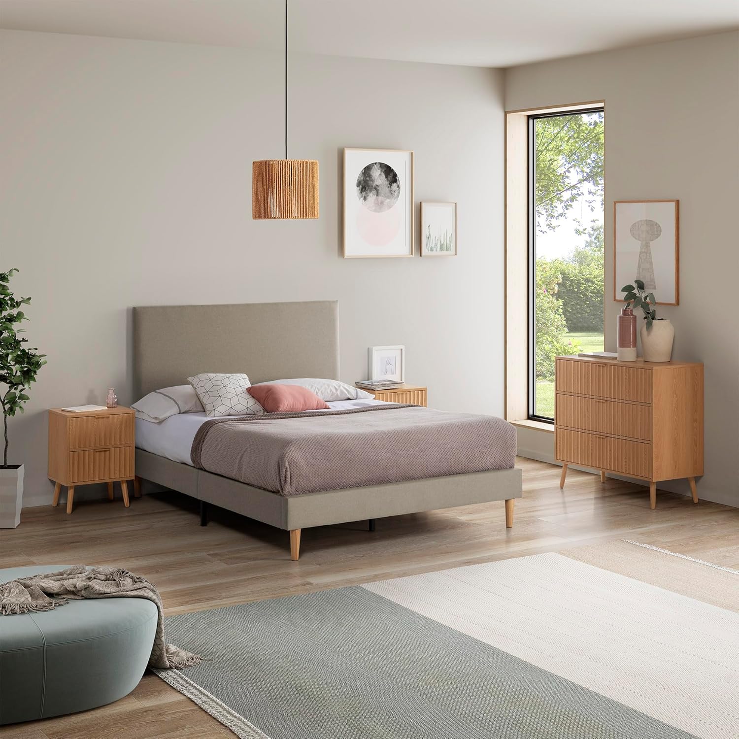 HOMN LIVING Sommier tapissier Aura 160x200 cm Beige, Hauteur 30 cm 160 x 200 cm Beige