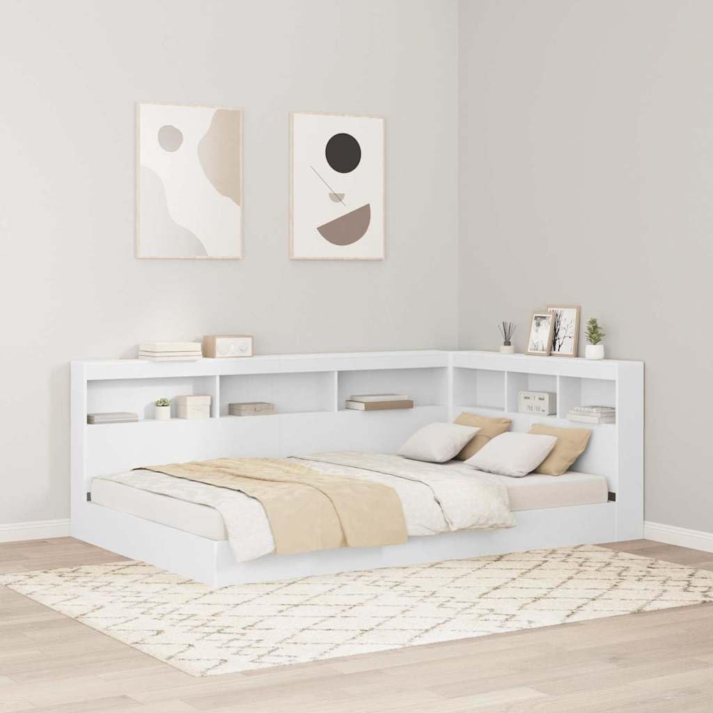 Tête de lit de Rangement Blanc 207,5 x 137,5 x 76,5 cm, Mobilier de Chambre, tête de lit rectangulaire, Solutions de Rangement, Design Compact et Pratique, Style Minimaliste