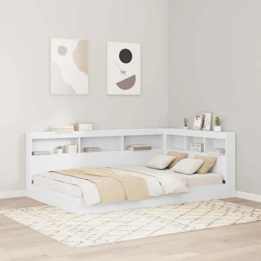 Tête de lit de Rangement Blanc 207,5 x 137,5 x 76,5 cm, Mobilier de Chambre, tête de lit rectangulaire, Solutions de Rangement, Design Compact et Pratique, Style Minimaliste