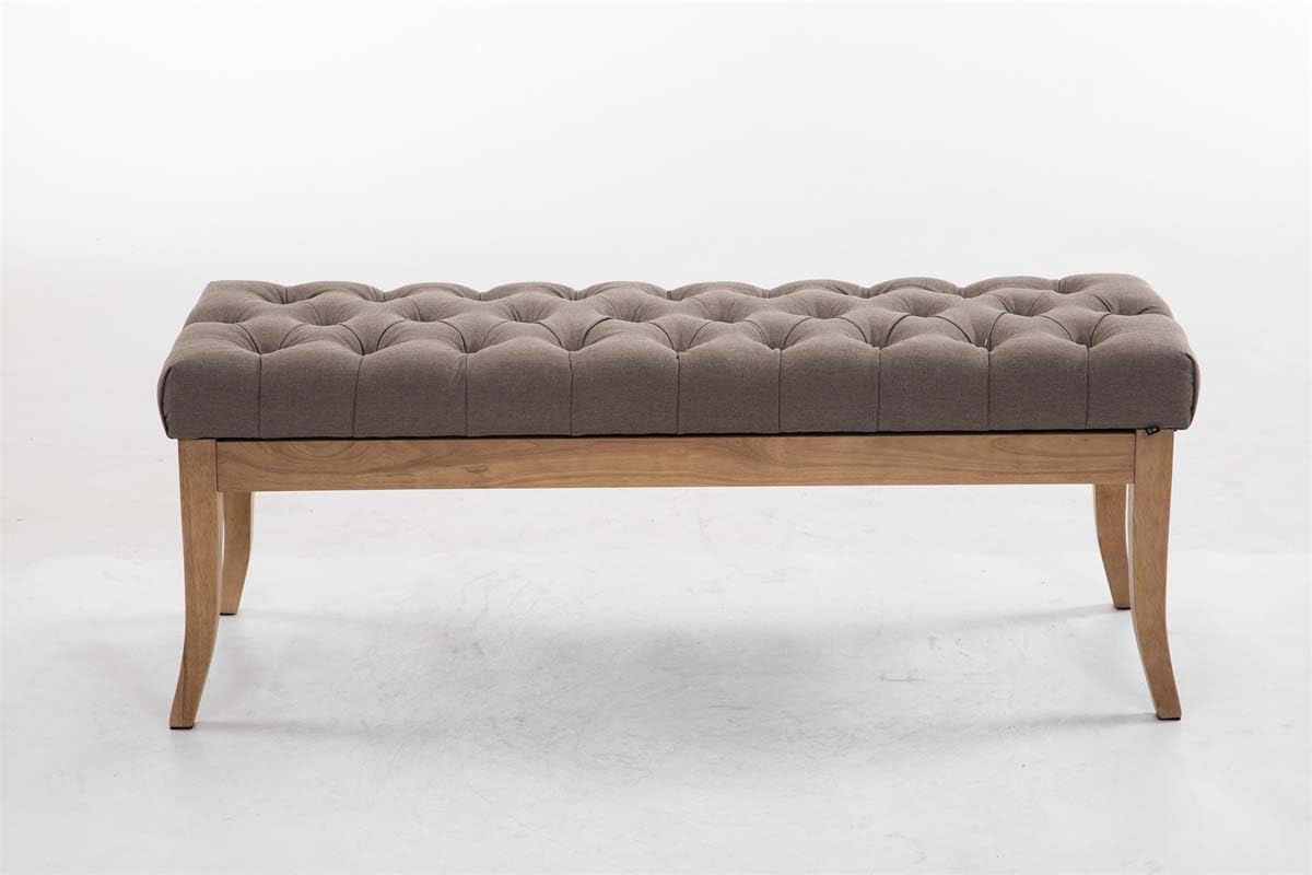 Banquette Ramses en Tissu I Assise avec Coutures Décoratives Banc Design pour Cuisine ou Couloir I Pieds en Bois Antique Clair I Couleur:, Couleur:Taupe, Taille:120 cm 120 cm Taupe