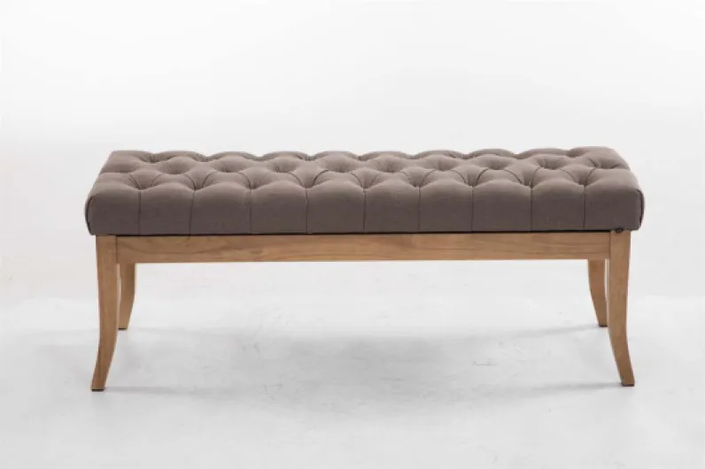 Banquette Ramses en Tissu I Assise avec Coutures Décoratives Banc Design pour Cuisine ou Couloir I Pieds en Bois Antique Clair I Couleur:, Couleur:Taupe, Taille:120 cm 120 cm Taupe