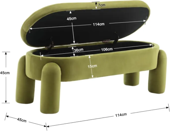 Ya-Home Banc de Rengement en Velours Bout du Lit Banquette de Stockage, Pieds Solides, Banc Salon Multifonction pour Entrée/Salon/Chambre, Vert Olive