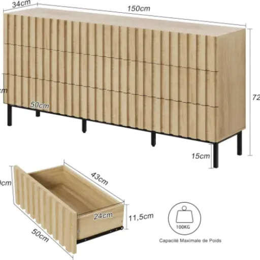 Test UEV Commode 9 tiroirs 150 cm : beaucoup de rangement dans peu de profondeur