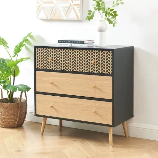 Test BAÏTA Commode Capucine Noir et Effet chêne 78cm : jolie petite commode, mais pas faite pour déménager tous les mois