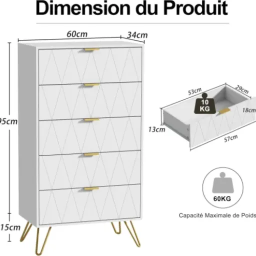 Test UEV Commode 5 tiroirs : une petite armoire qui fait le job sans prendre toute la pièce