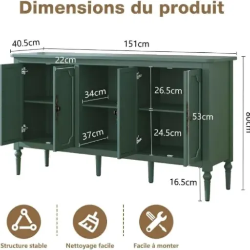 Test HOLTICO Buffet Vintage Vert : le meuble qui fait le job sans exploser le budget