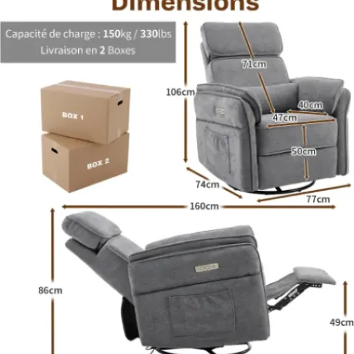 Test LEADZM Fauteuil Relax électrique : le fauteuil qui fait le job pour se poser (et allaiter) sans se prendre la tête