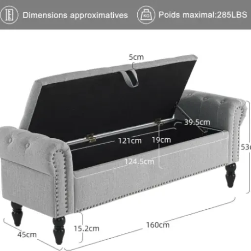 Test Ckaff Banc bout de lit 132 cm : gros coffre pratique qui fait bien le job dans la chambre