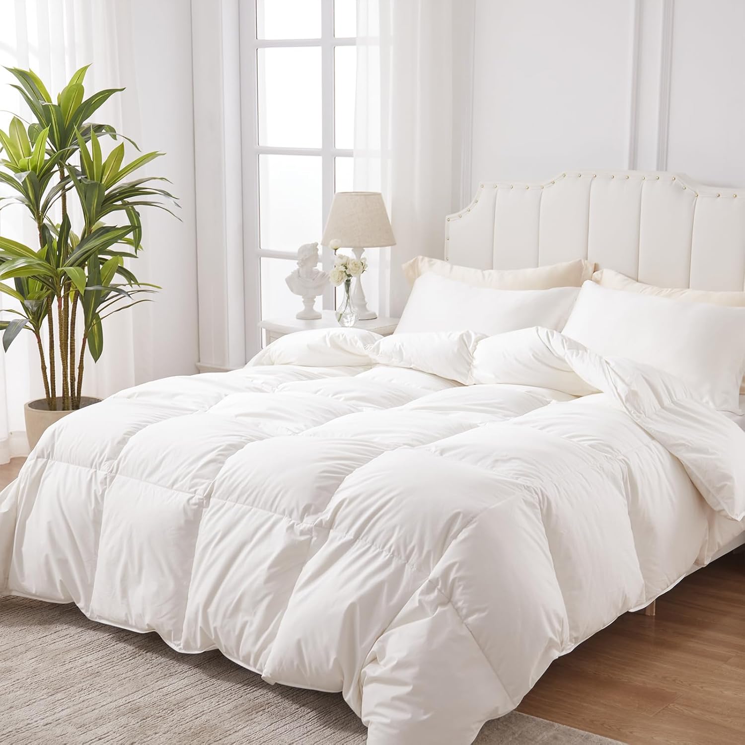 DWR Couette 240x260 cm 4 Saisons,Couette en Plumes d'oie et Duvet,Doux et Respirant 100% Coton Chaud 300 GSM,Certifiée Oeko-Tex et RDS,pour lit 2 Personne 240 x 260 cm Couette 4 Saisons
