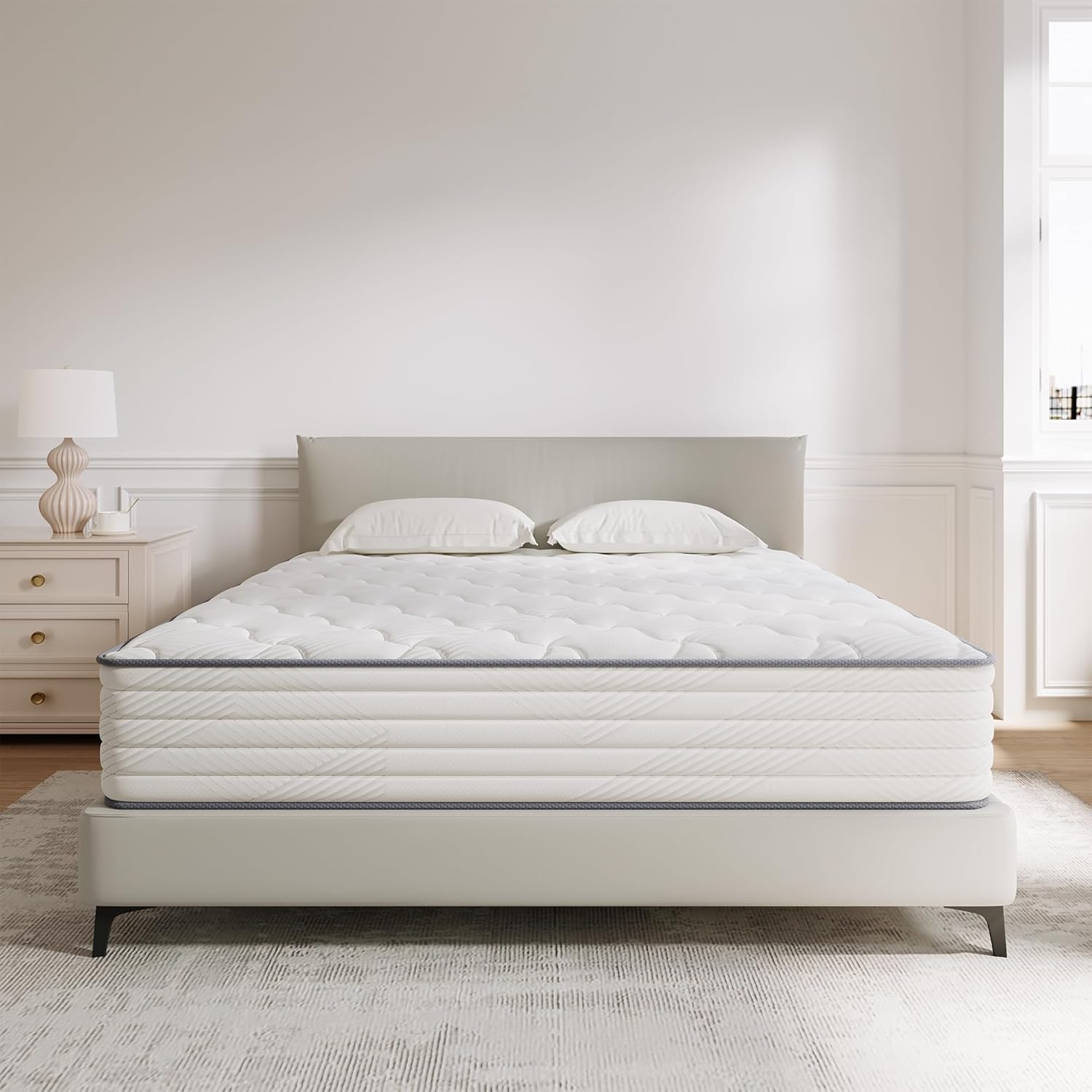 Matelas 140x190 25 cm Épaisseur, Hybride Matelas à Ressorts ensachés, Durable et Antistatique Moyenne Ferme H3 Matelas en Design Ergonomique Soutien en 7 Zones, Certifié Oeko-Tex 140 x 190 cm
