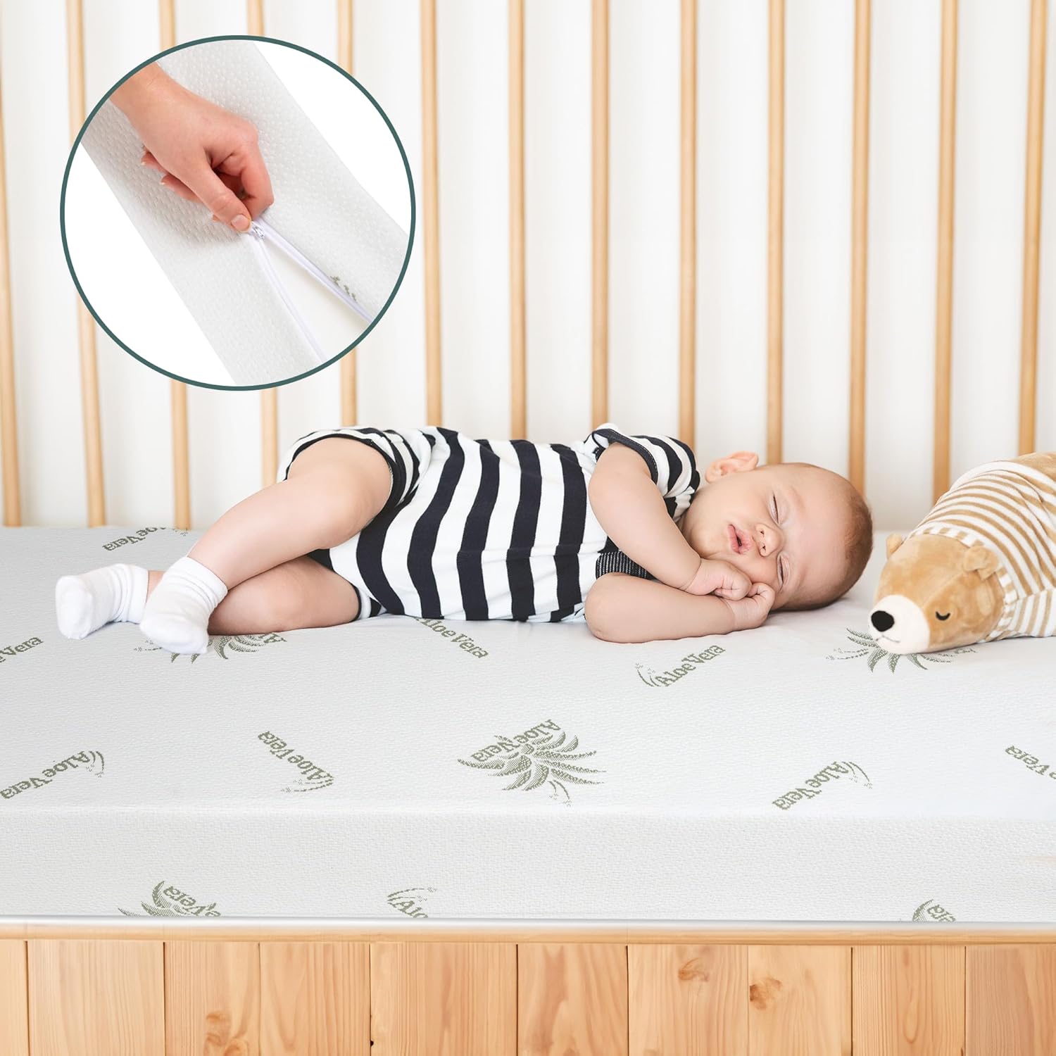 Matelas Bebe 60x120, épaisseur 10 cm, 60x120 lit Bebe, Housse en Aloe Vera, déhoussable et Lavable, Matelas pour Lits de bébé, Matelas Enfant