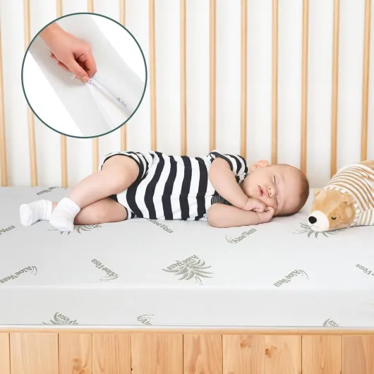 Matelas Bebe 60x120, épaisseur 10 cm, 60x120 lit Bebe, Housse en Aloe Vera, déhoussable et Lavable, Matelas pour Lits de bébé, Matelas Enfant