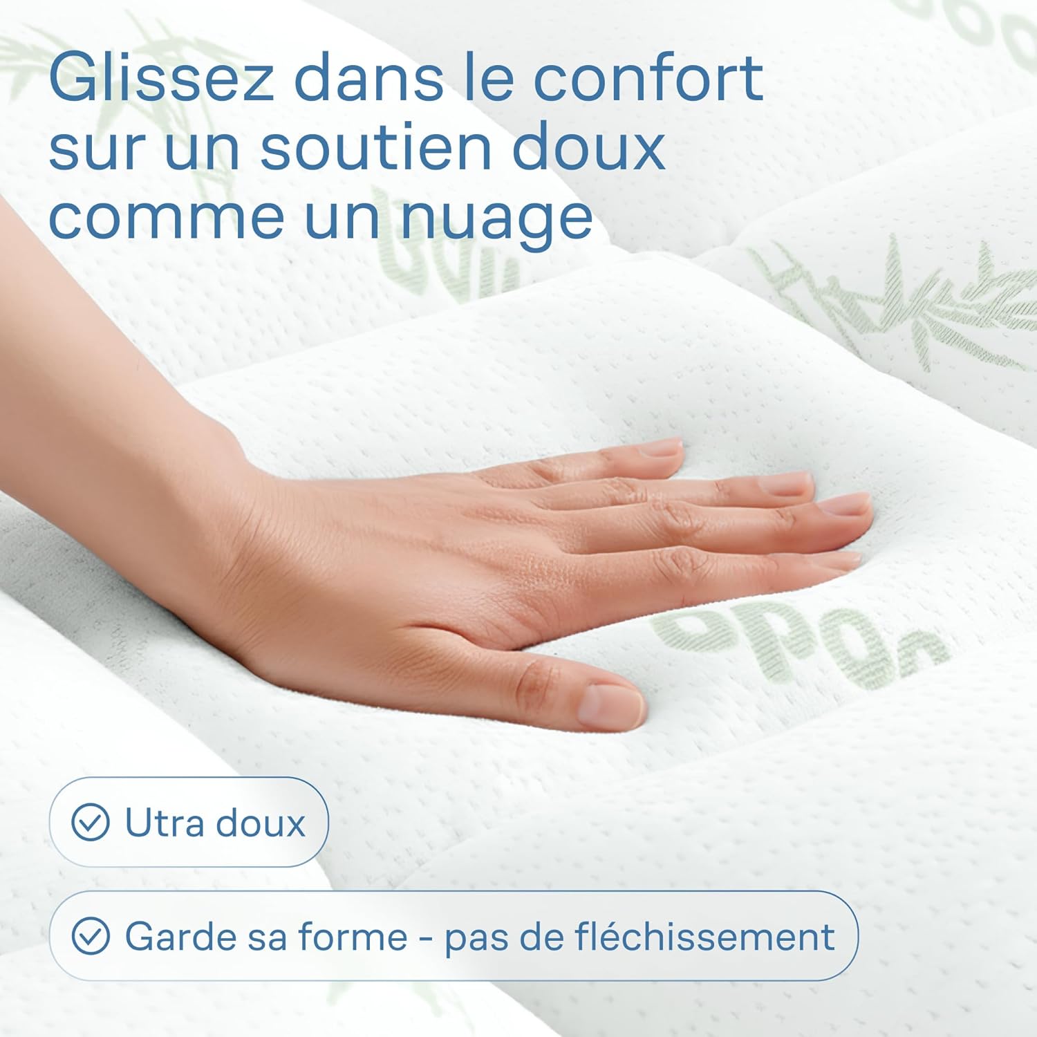 Surmatelas Confort Nuageux - Protège-Matelas Ultra-Doux, Respirant et rafraîchissant en Viscose de Bambou - 140 x 190 cm, Poches Profondes 140x190 Verte