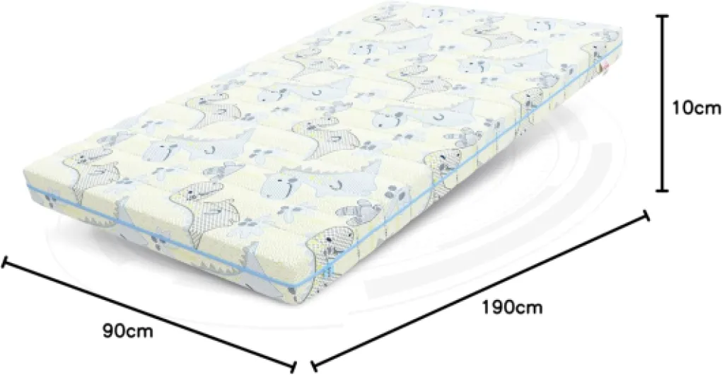FDM Somnia Matelas Enfant 90x190 cm, Mousse Froide, Hauteur 10 cm, fermeté H3, certifié Öko‑Tex, adapté aux Personnes allergiques, Housse Lavable avec Motif Dinosaures Dino 90 x 190 cm