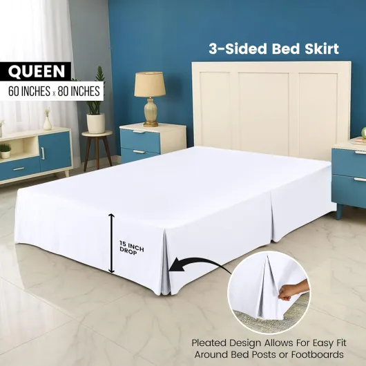 Cache-sommier (Grand lit, Blanc, 38,1 cm d'automne) – Qualité hôtelière, Facile à Repasser, Quatre Plis, résistant aux Plis et à la décoloration – par Utopia Bedding Queen Size Blanc