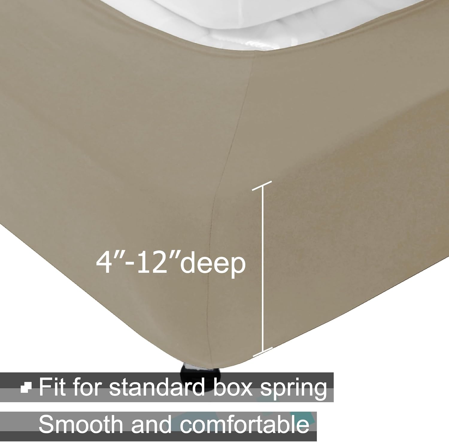 Alyvia Spring Housse en Maille de Jersey Extensible pour sommier tapissier, enveloppe Les 4 côtés, Cache-sommier pour hôtel et Maison, pour lit King/King Size californien/Olympic Queen Size, Taupe Taupe King/Cal king/Olympic Queen