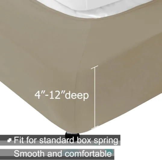 Alyvia Spring Housse en Maille de Jersey Extensible pour sommier tapissier, enveloppe Les 4 côtés, Cache-sommier pour hôtel et Maison, pour lit King/King Size californien/Olympic Queen Size, Taupe Taupe King/Cal king/Olympic Queen