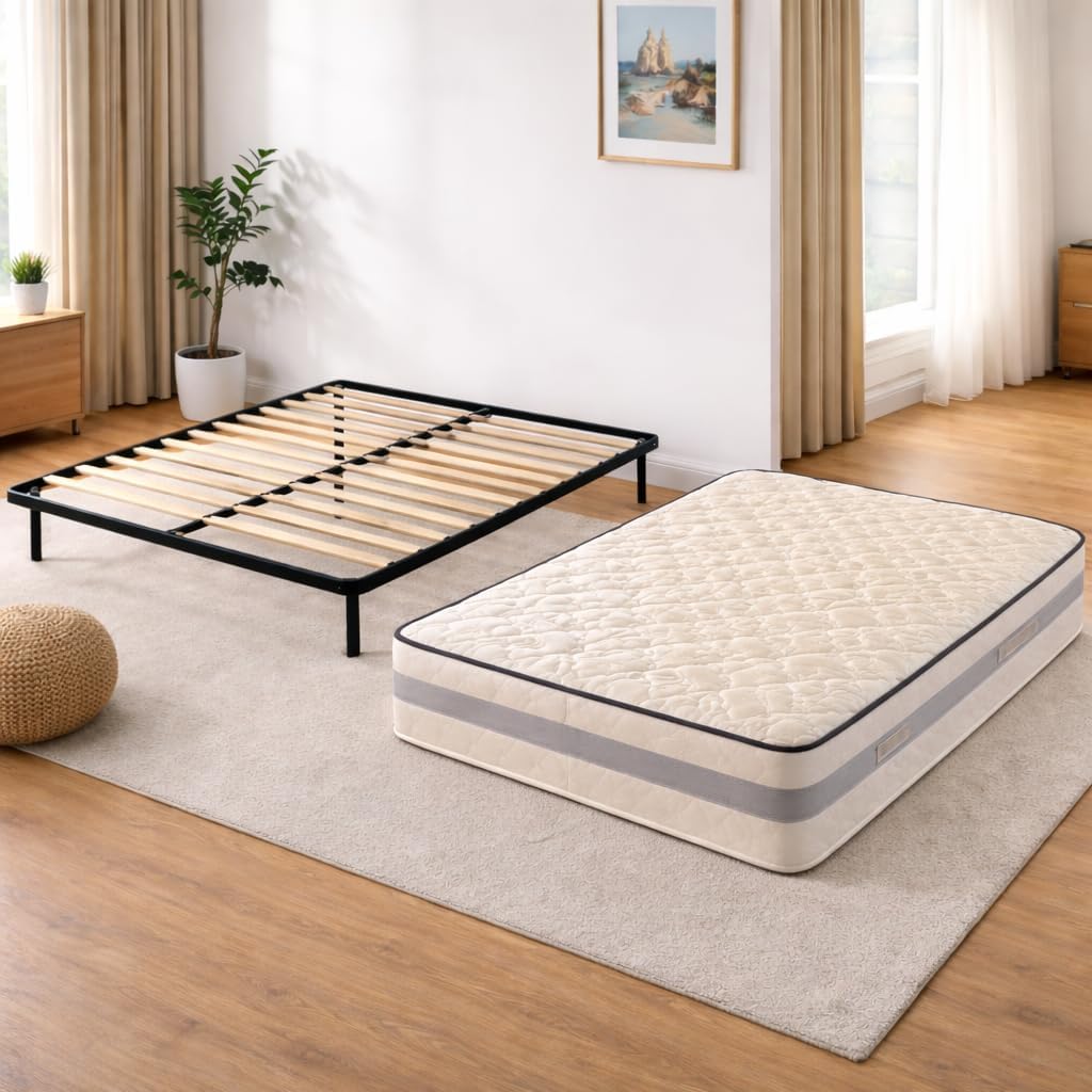 Ensemble Matelas 120x190 + Sommier Démonté + Pieds Offerts Face de Contact Mousse a Mémoire de Forme - Epaisseur 23 cm - Ferme 120 x 190 cm