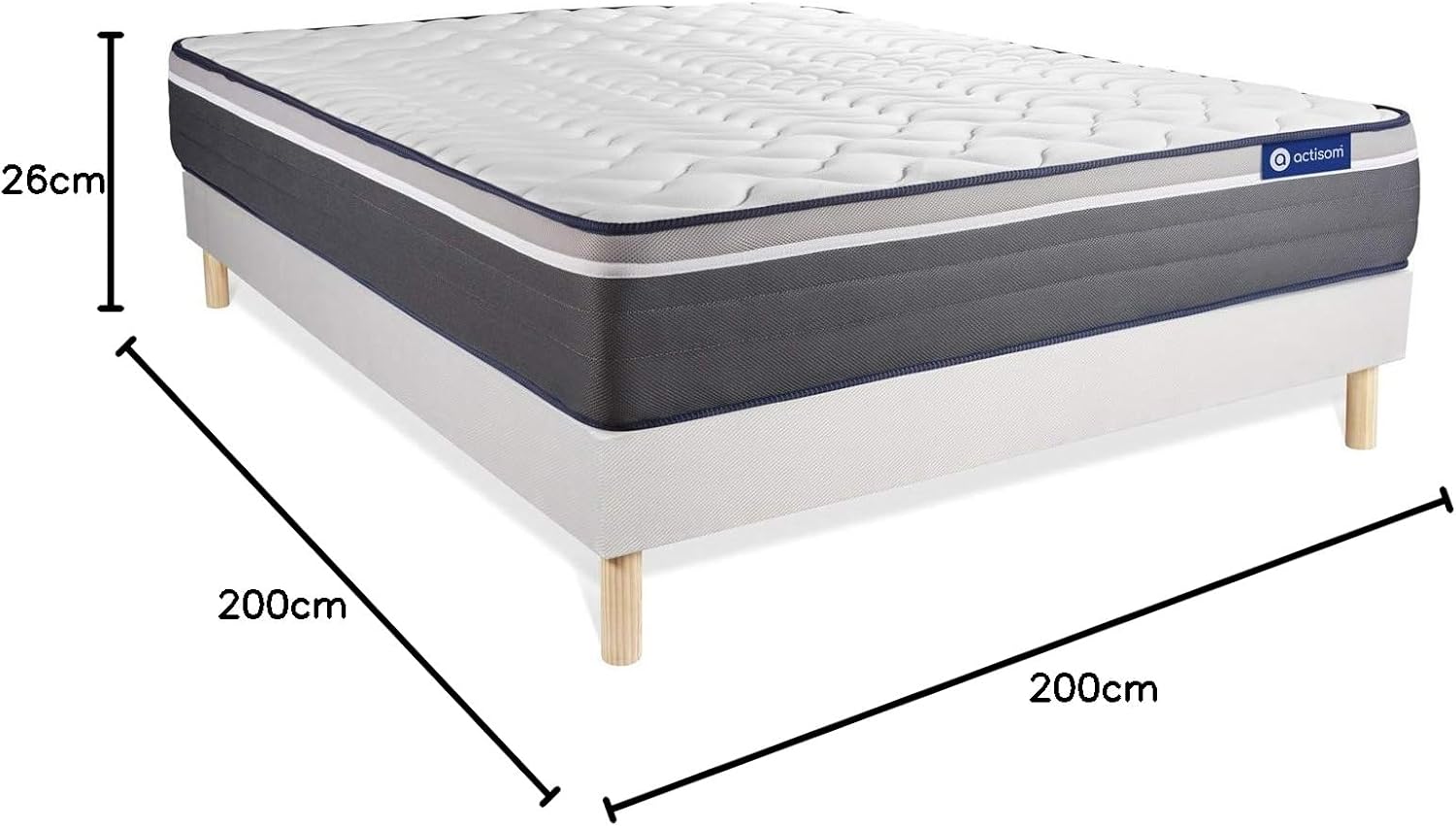 Ensemble Matelas Sommier 200x200 cm - Actilatex Plus Empereur