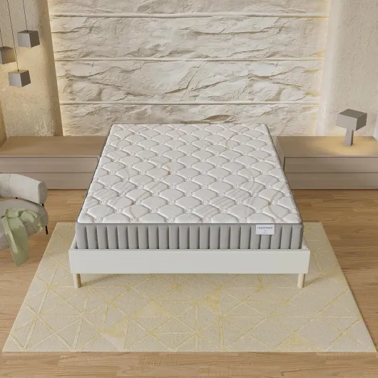 Ensemble Matelas + sommier (120 x 190cm) - Matelas Sirius Latex Naturel & Mousse Haute Densité d’épaisseur 16cm + Sommier Bois Stable & Robuste revêtement Tissu Blanc Blanc 120 x 190 cm