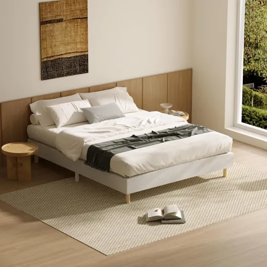 Matelas Ressorts ensachés et sommier 140x190 Ensemble, Matelas à mémoire de Forme et Ressorts+Sommier Tapissier, 2x14 Lattes avec 9 Pieds- Hauteur du Cadre de lit 29 cm(140x190x25 cm) 2x14 Lattes Matelas en Mousse 25cm 140 x 190 cm