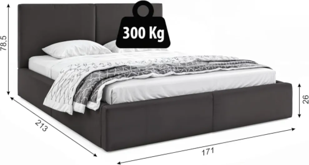 Lit rembourré Hilton cadre de lit avec sommier à lattes en métal avec espace de rangement sans matelas lit double cadre de lit rembourré avec coffre de lit pour chambre à couch (gris, 160x200) Gris 160x200