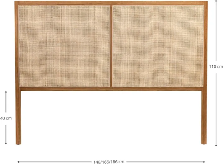 Terre de Nuit Tête de lit cannage 180cm en chêne Massif en Rotin - Bois Naturel L186cm x l28cm