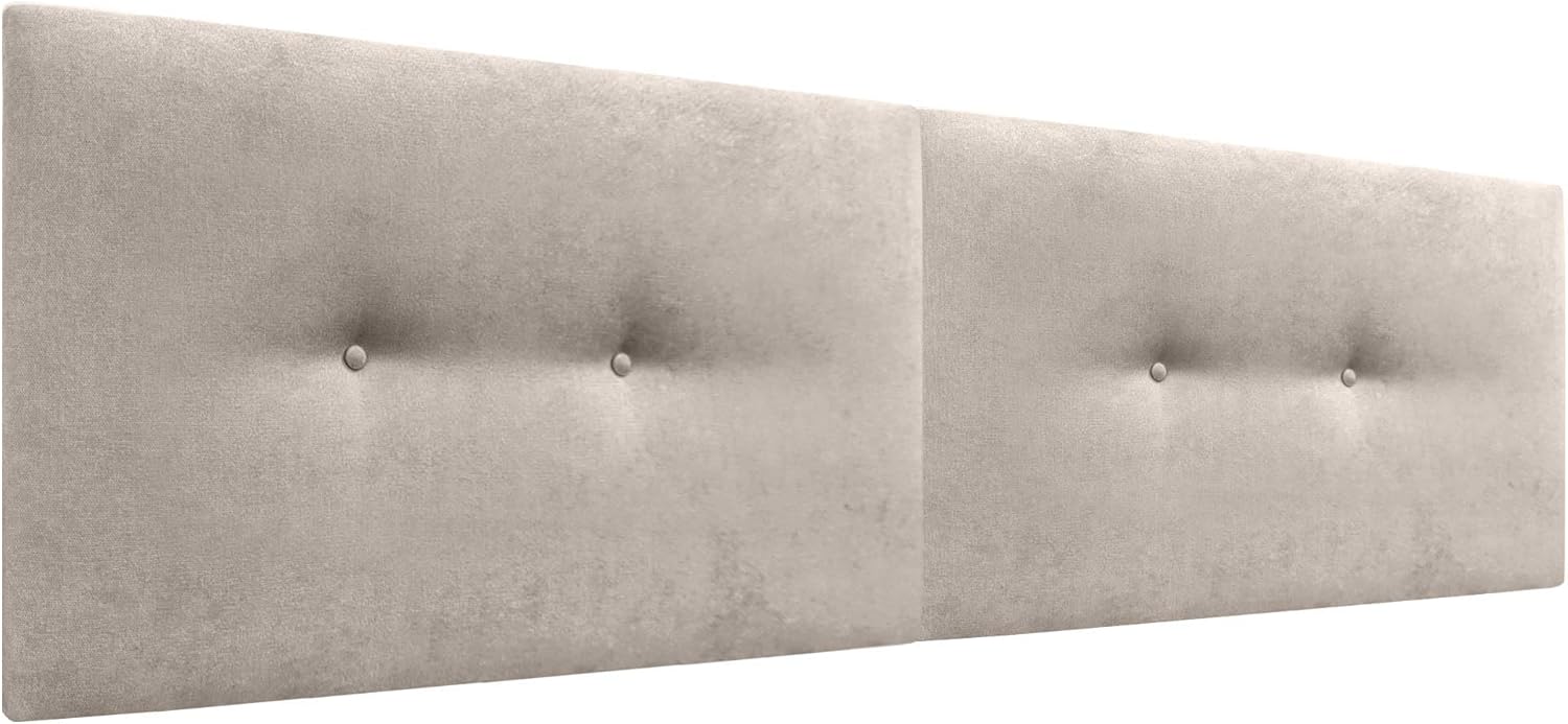 DHOME Tête de lit en Similicuir ou Tissu acualine uni avec Boutons Double divisé en 2 pièces Tête de lit rembourrée Haut DE Gamme (Tissu Beig, 180cm Double (Lits 180/190)) 180x50cm Double Tissu Beige